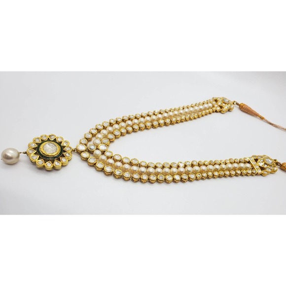 22kt Gold Indian Chokar Kundan Uncut Diamond Necklace - Picture 3 of 5